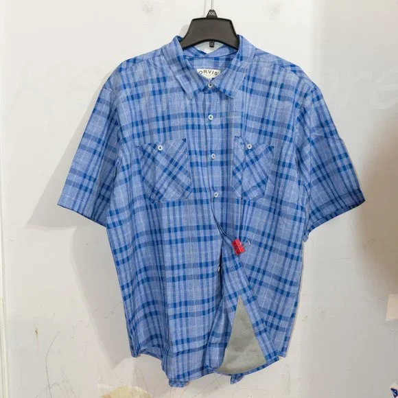 NWT Orvis Men’s Short Sleeve Woven tech shirt True BLue - Picture 4 of 8